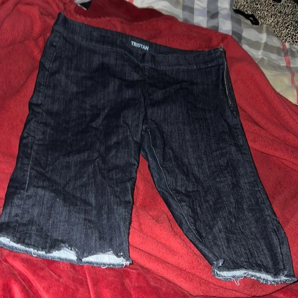 Tristan dark blue wash capris shorts with losse hem Sz L - Picture 4 of 13